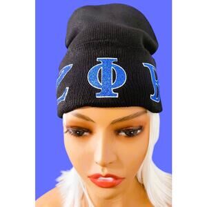 Zeta Phi Beta Beanie Black Women design with Blue and Silver Logo